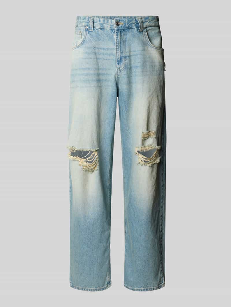 REVIEW Super baggy fit jeans van puur katoen in destroyed-look