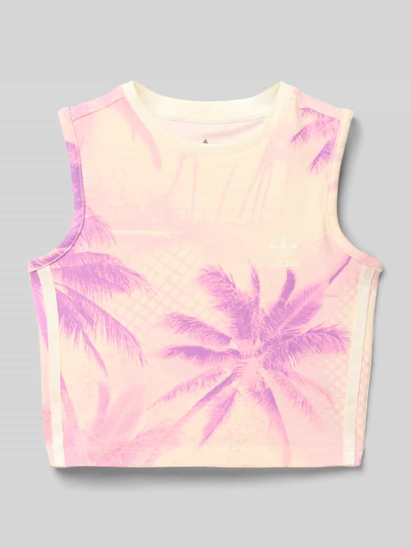 adidas Originals Korte top met geribde ronde hals