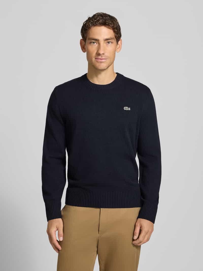 Lacoste klassiek fit pullover van zuivere wol donkerblauw, foto 4