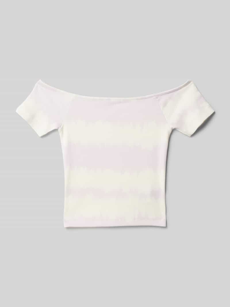 Tom Tailor Regular fit T-shirt met carmenhals en batikmotief