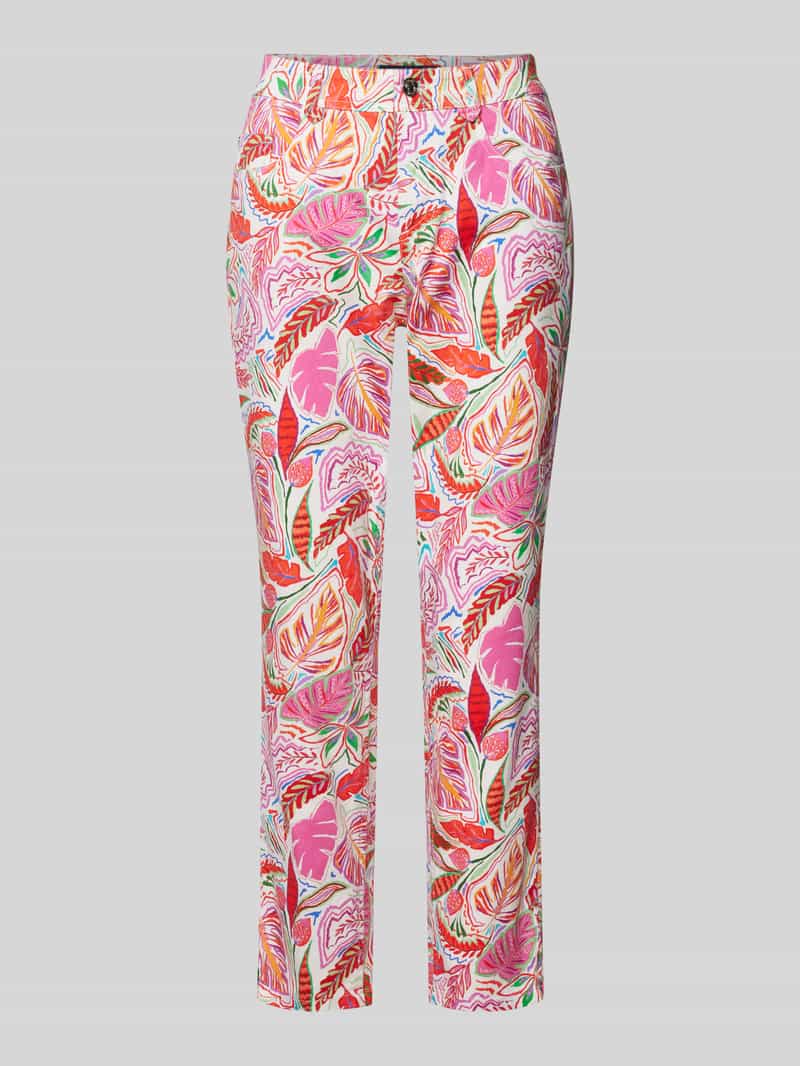 Gardeur Slim fit broek met all-over bloemenprint model 'ZURI'