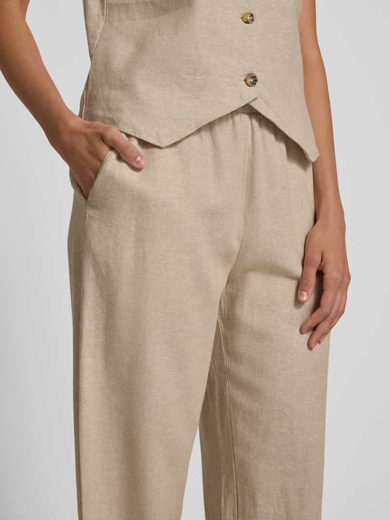 FREE QUENT Straight leg linnen broek met steekzakken model 'Lavea'