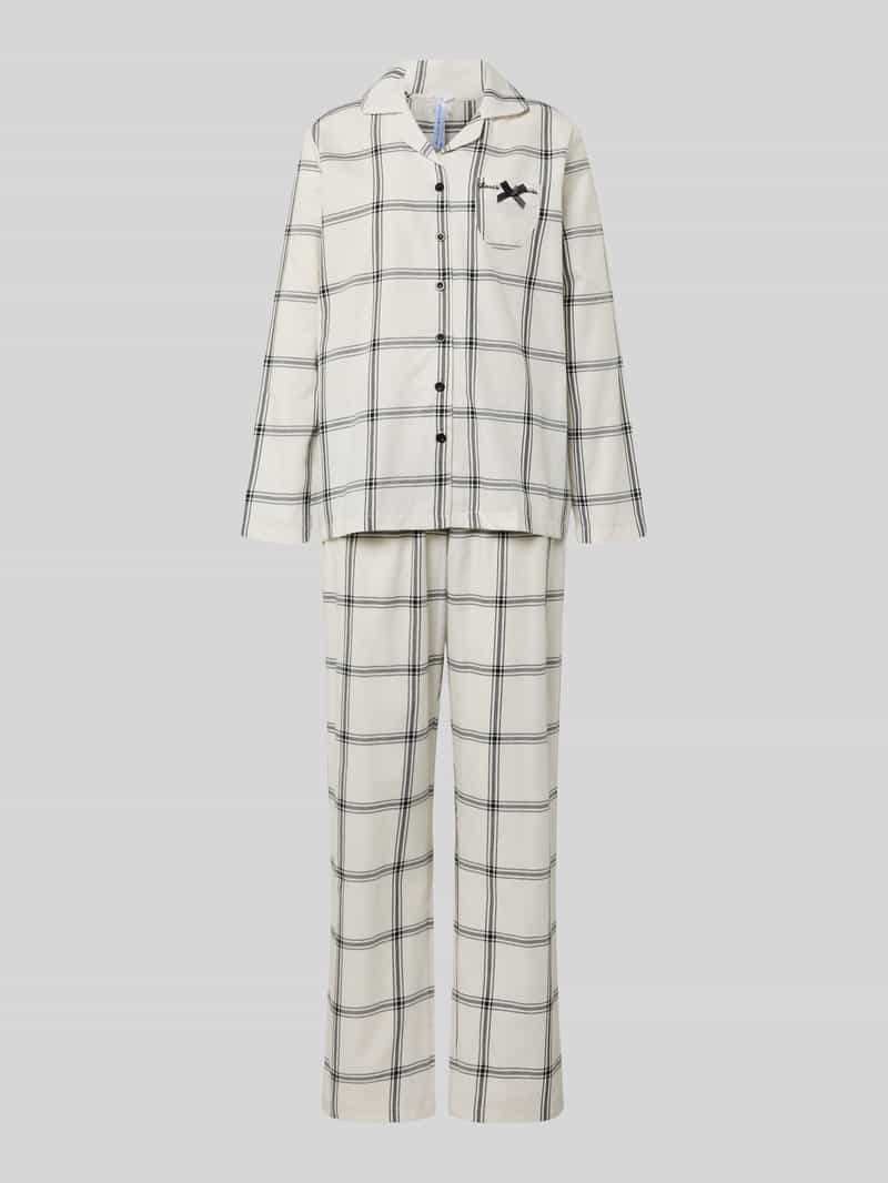 LOUIS & LOUISA Pyjama van flanel met labelstitching model 'Wohlfühl-Momente'