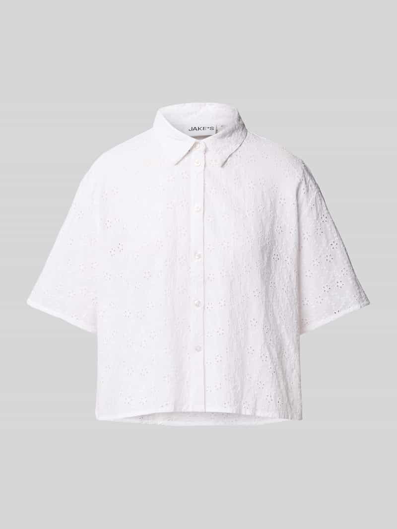 Jake*s Casual Relaxed fit overhemdblouse met ajourpatroon