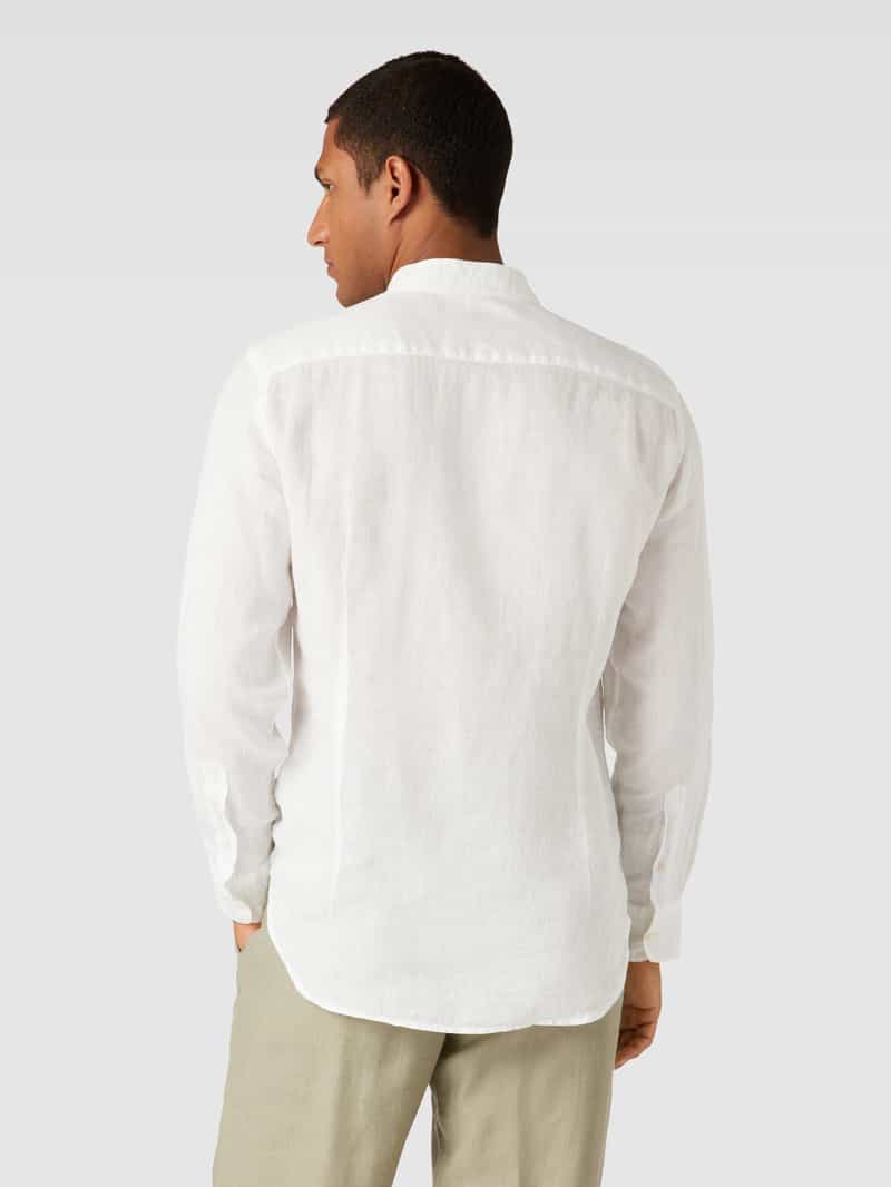 Slim fit linnen overhemd met opstaande kraag, model 'PIERRE' MC2 Saint Barth