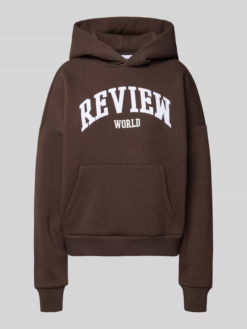 Review Oversized hoodie met labelprint