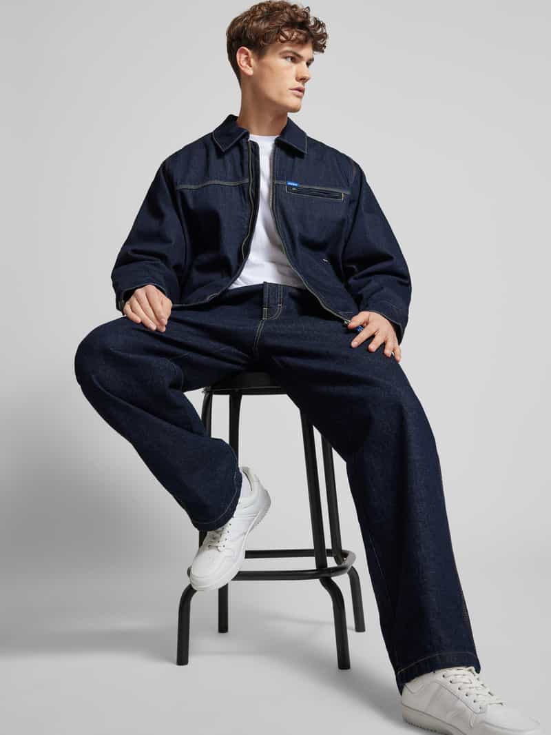 Hugo Blue Jeansjack met ritssluiting