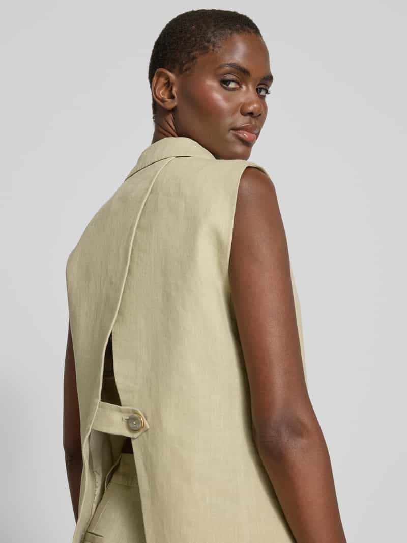 Marella Relaxed fit linnen gilet met paspelzakken model 'DRAMMA'