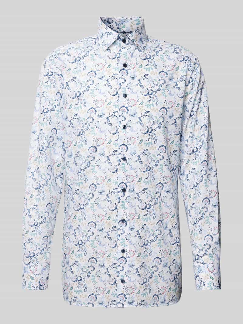Olymp Modern fit zakelijk overhemd met all-over motief model 'Bergamo'