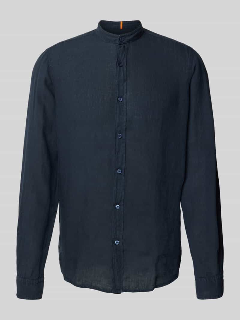 Boss Orange Regular fit linnen overhemd met opstaande kraag model 'Race'
