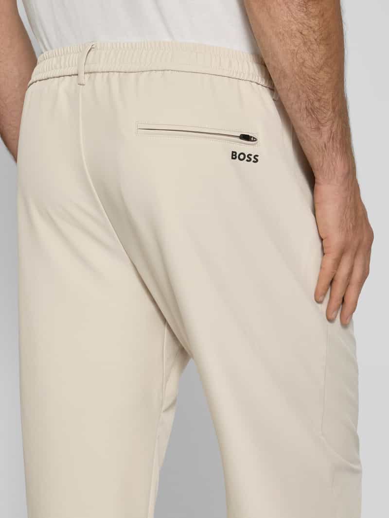 BOSS Green Relaxed fit bandplooibroek met elastische band