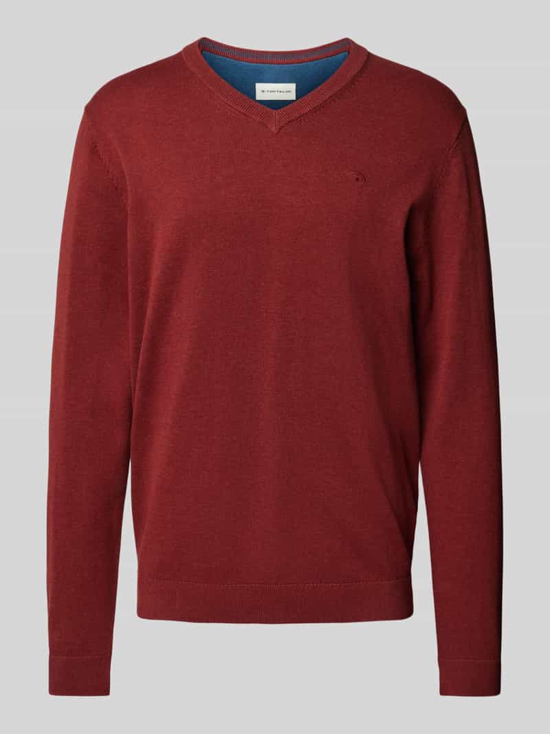 Tom Tailor Gebreide pullover met labelstitching model 'BASIC'