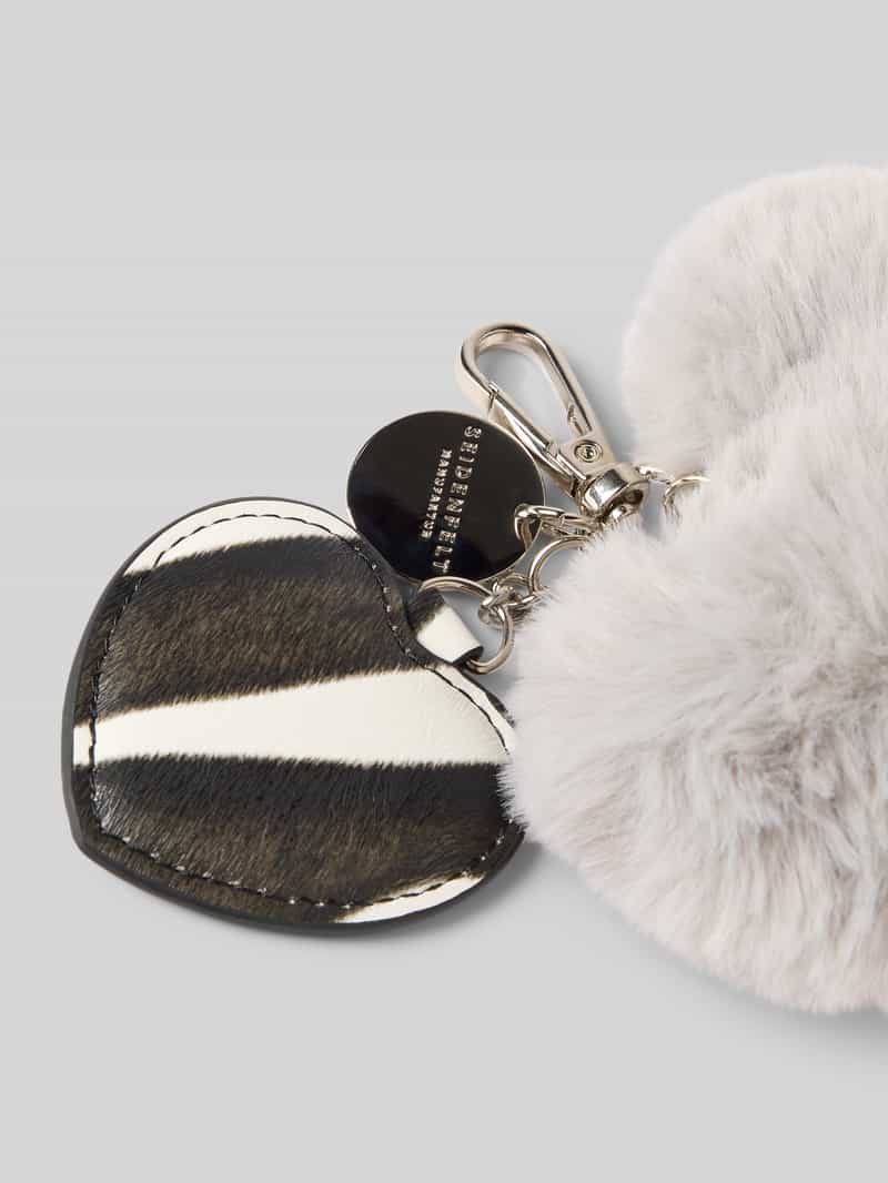 Seidenfelt Sleutelhanger met imitatiebont model 'Double Heart Charm'