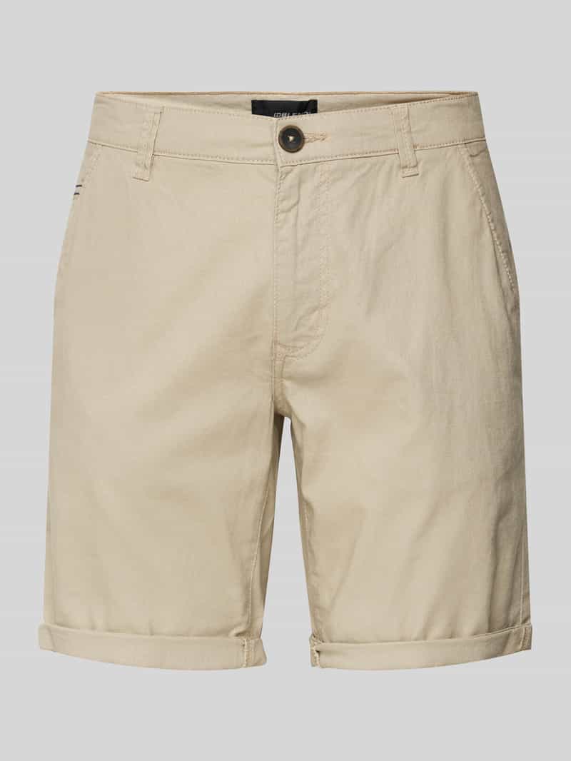 Blend Regular fit korte linnen broek in effen design