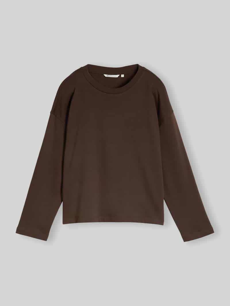 Tom Tailor Denim - Basic katoenen sweatshirt - Maat XL - cool dark brown