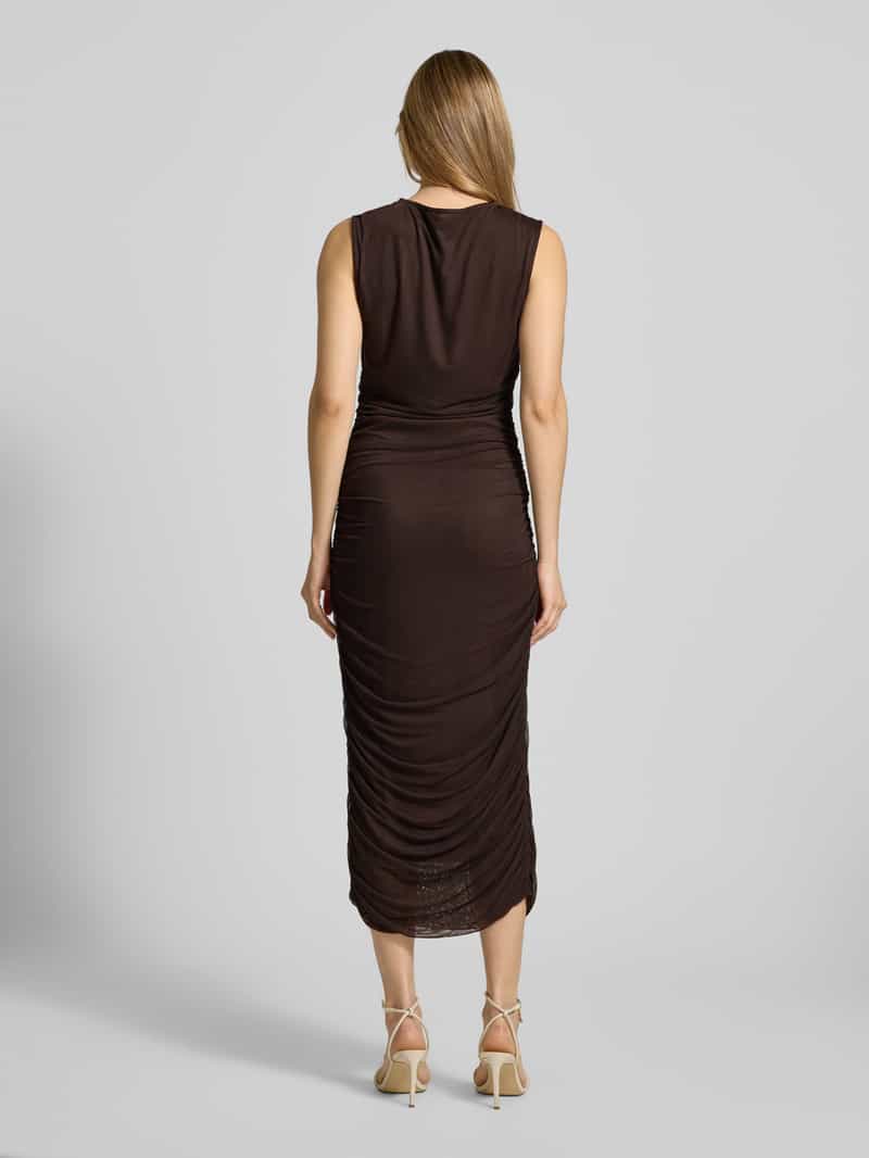 Neo Noir Maxi-jurk met ronde hals Model 'Corilina Solid' donkerbruin, foto 2