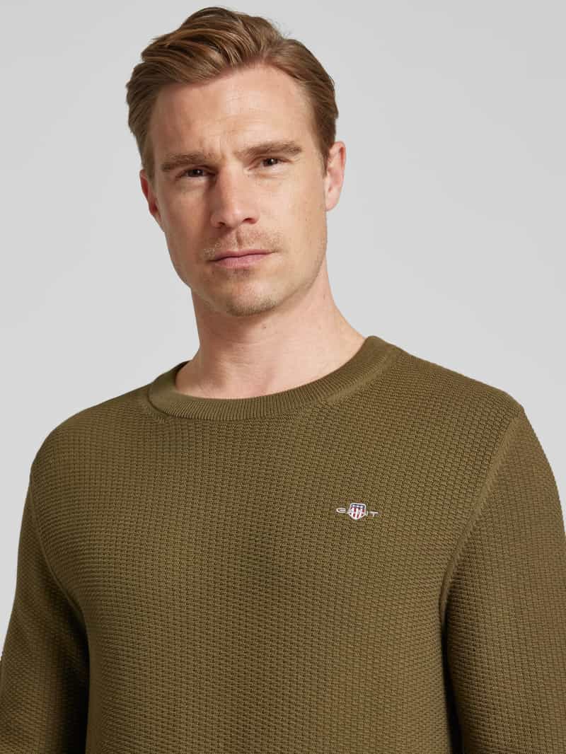 Gant Gebreide pullover met structuurmotief en ronde hals