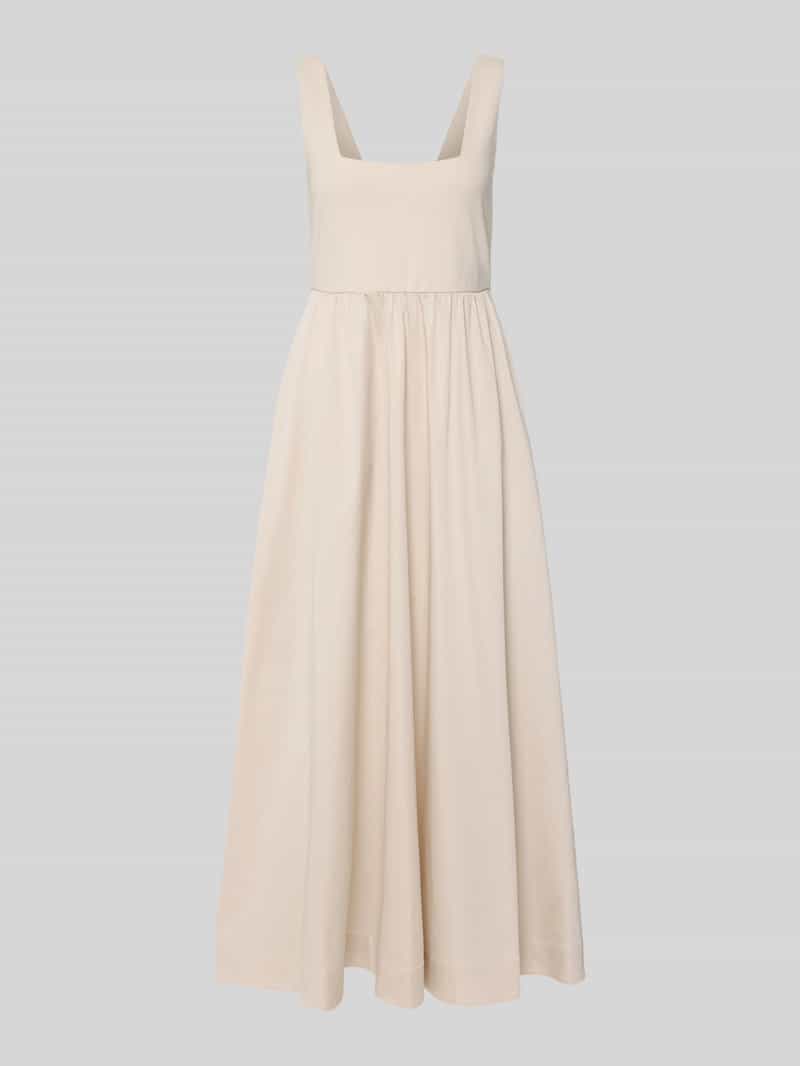 Comma Midijurk van katoenmix met carréhals beige, foto 6