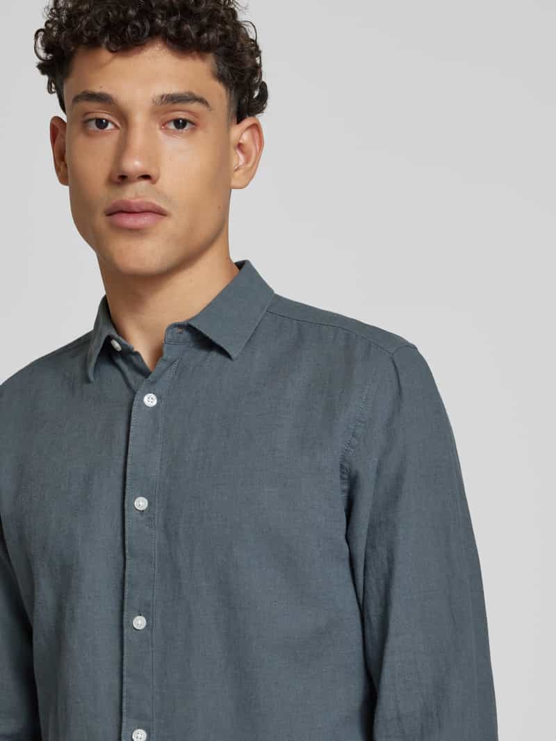 Only & Sons Slim fit linnen overhemd met kentkraag model 'CAIDEN'