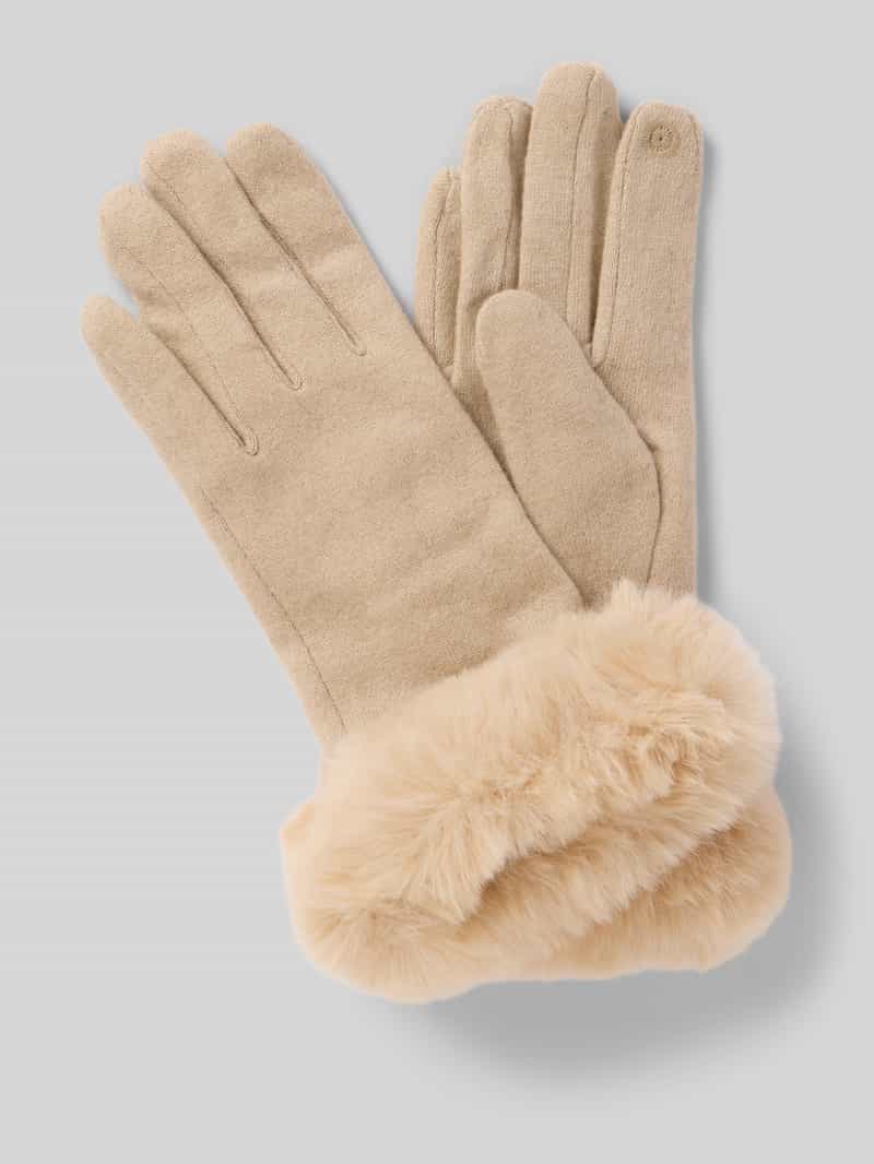 Slim fit handschoenen van wolmix met imitatiebont