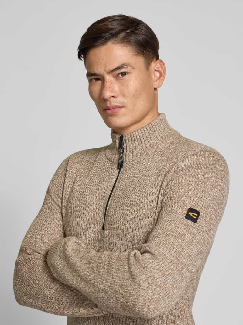 camel active Slim fit schipperstrui met ritssluiting model 'Mouline'