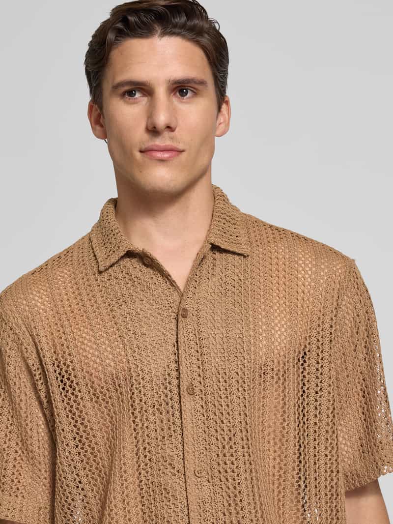 WOODBIRD Relaxed fit vrijetijdsoverhemd in semi-transparant design