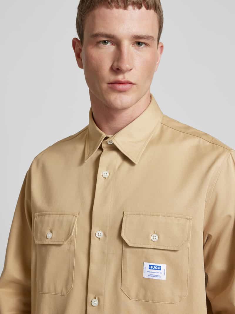 Hugo Blue Regular fit vrijetijdsoverhemd met paspelzakken op de borst model 'Ekynone'