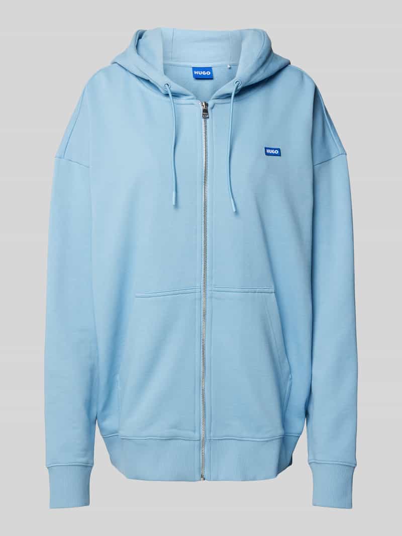 Hugo Blue Sweatjack met labelbadge model 'Doa'