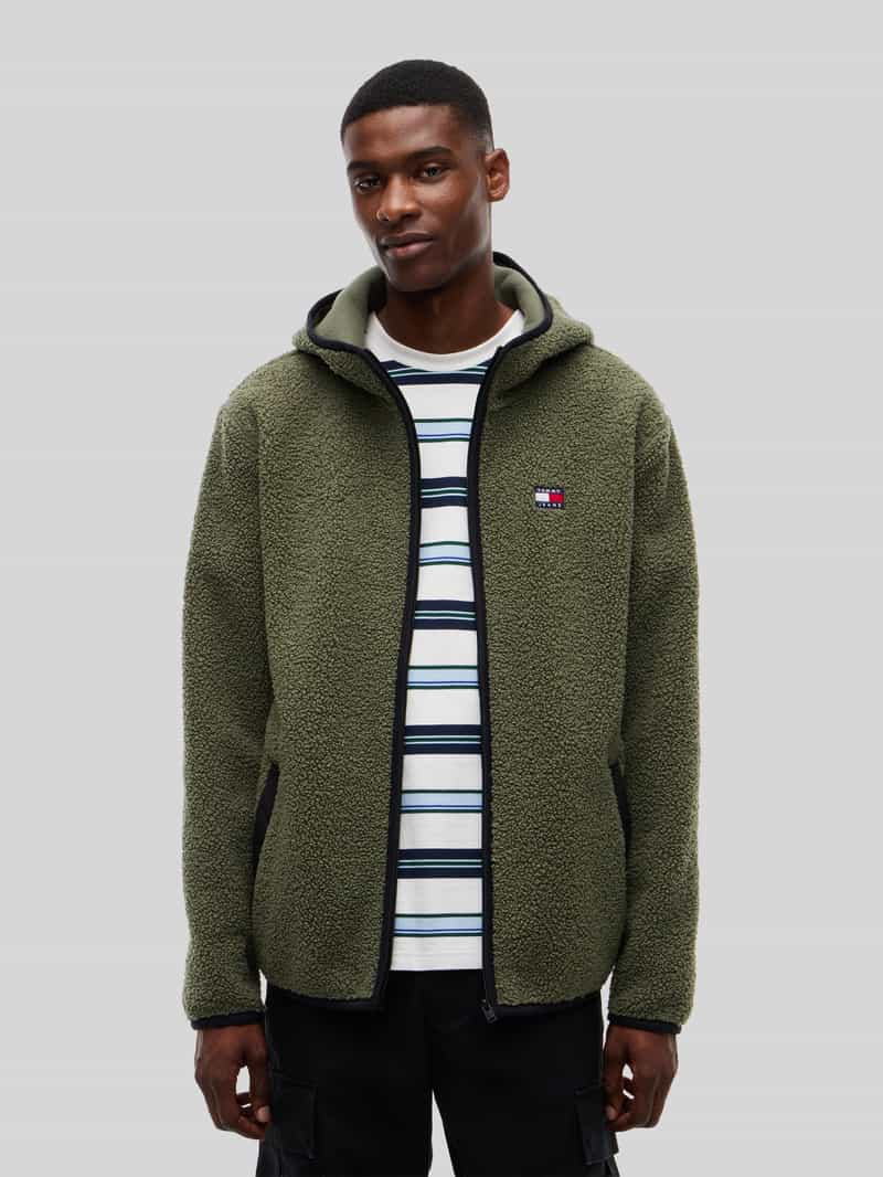 Tommy Jeans Regular fit teddy- imitatiebontjack met capuchonkraag