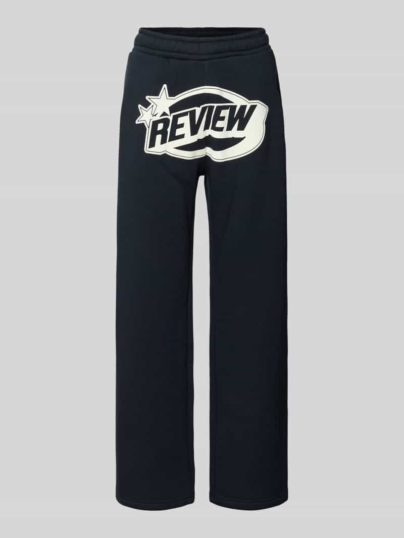 Review Straight leg sweatpants met logo en elastische band