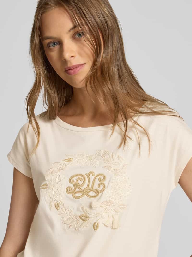 Lauren Ralph Lauren T-shirt met geribde boothals model 'GRIETA'