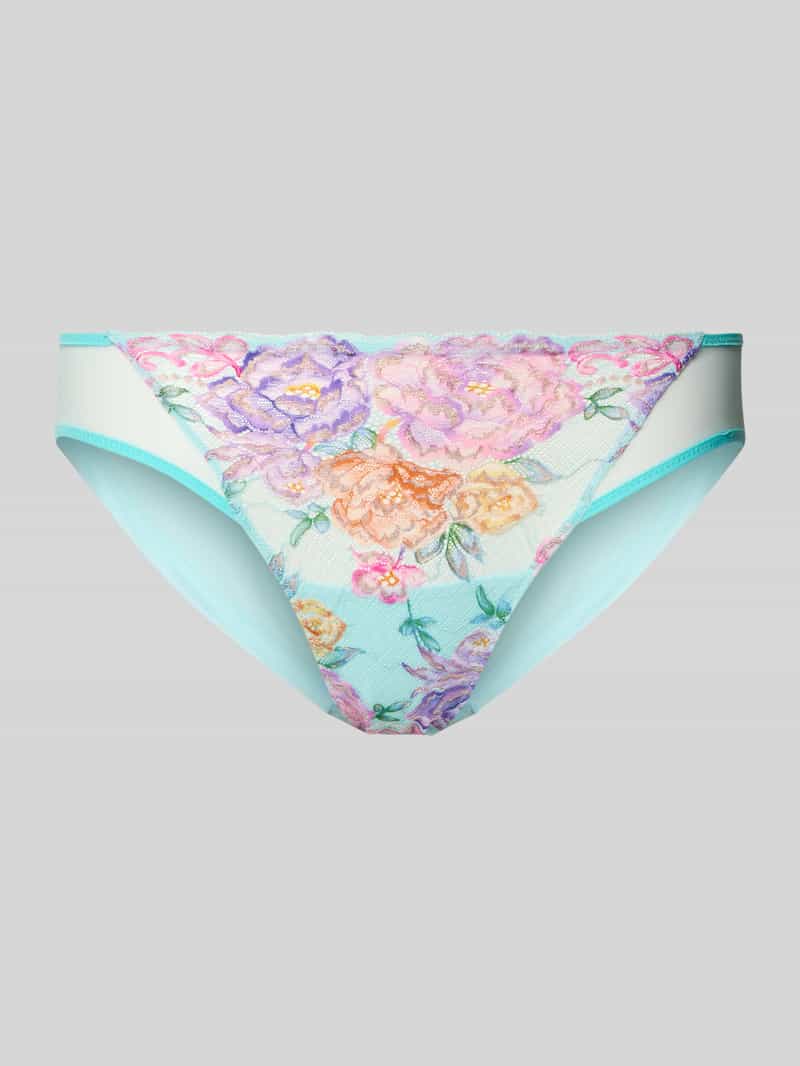 slim fit slip met all-over bloemenmotief stitching model 'Lisbeth'