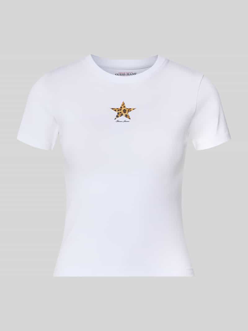 slim fit longsleeve van katoenmix met logopatch