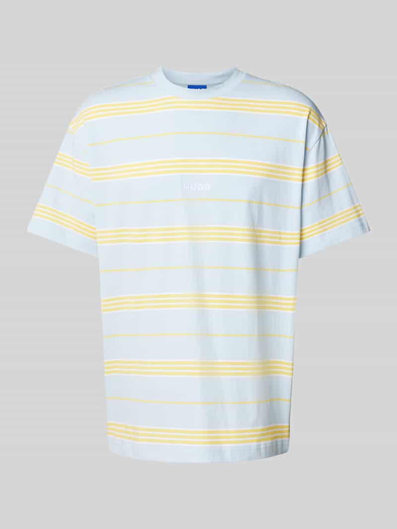 Hugo Blue T-shirt met labelstitching model 'Nostrilio'