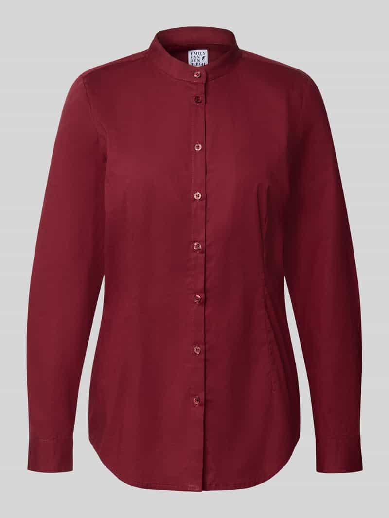 Emily Van den Bergh Regular fit overhemdblouse van katoenmix met opstaande kraag