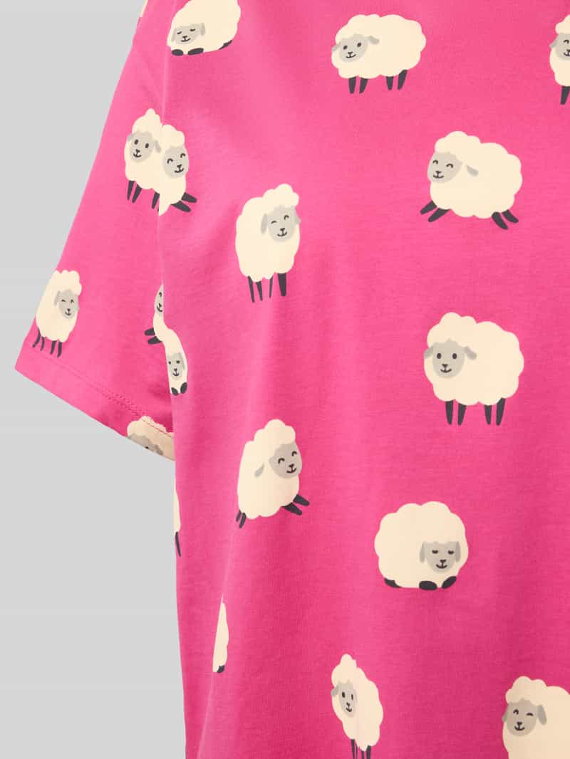 Jake*s Casual Pyjamabovendeel in all-over look met ronde hals