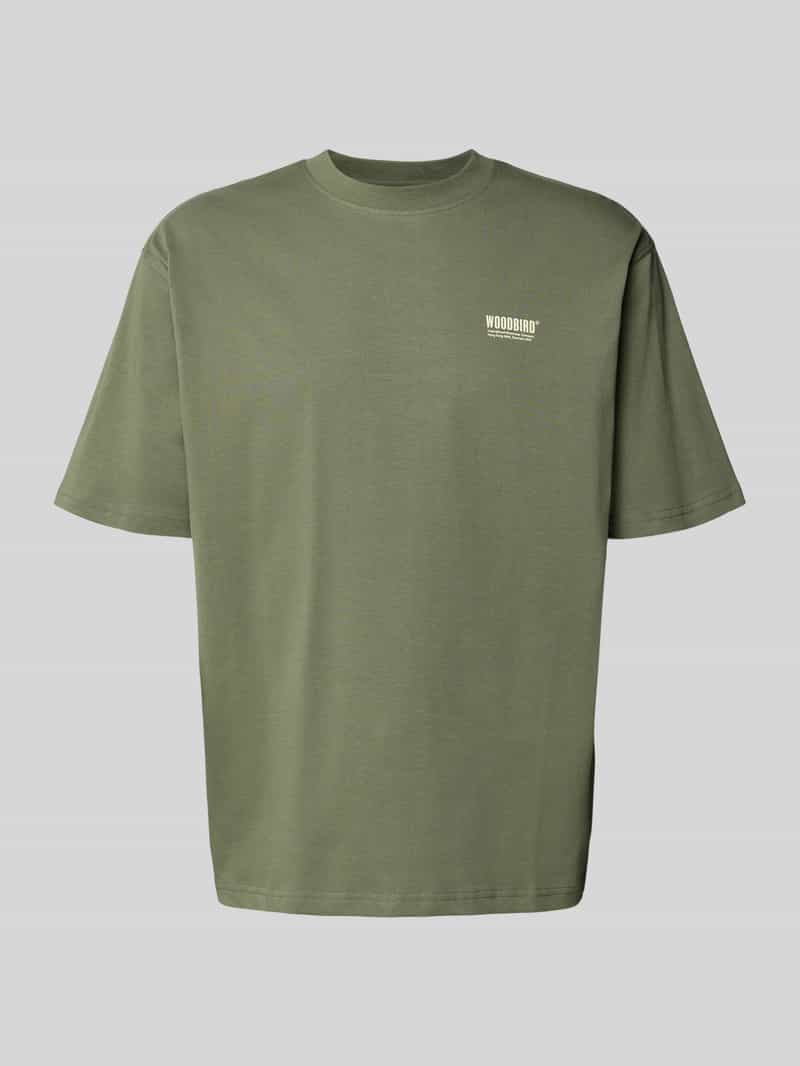 WOODBIRD T-shirt met labelprint model 'Baine'