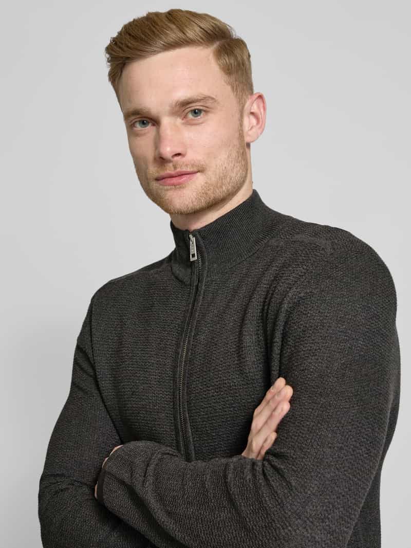 Tom Tailor Regular fit gebreid jack van puur katoen met structuurmotief
