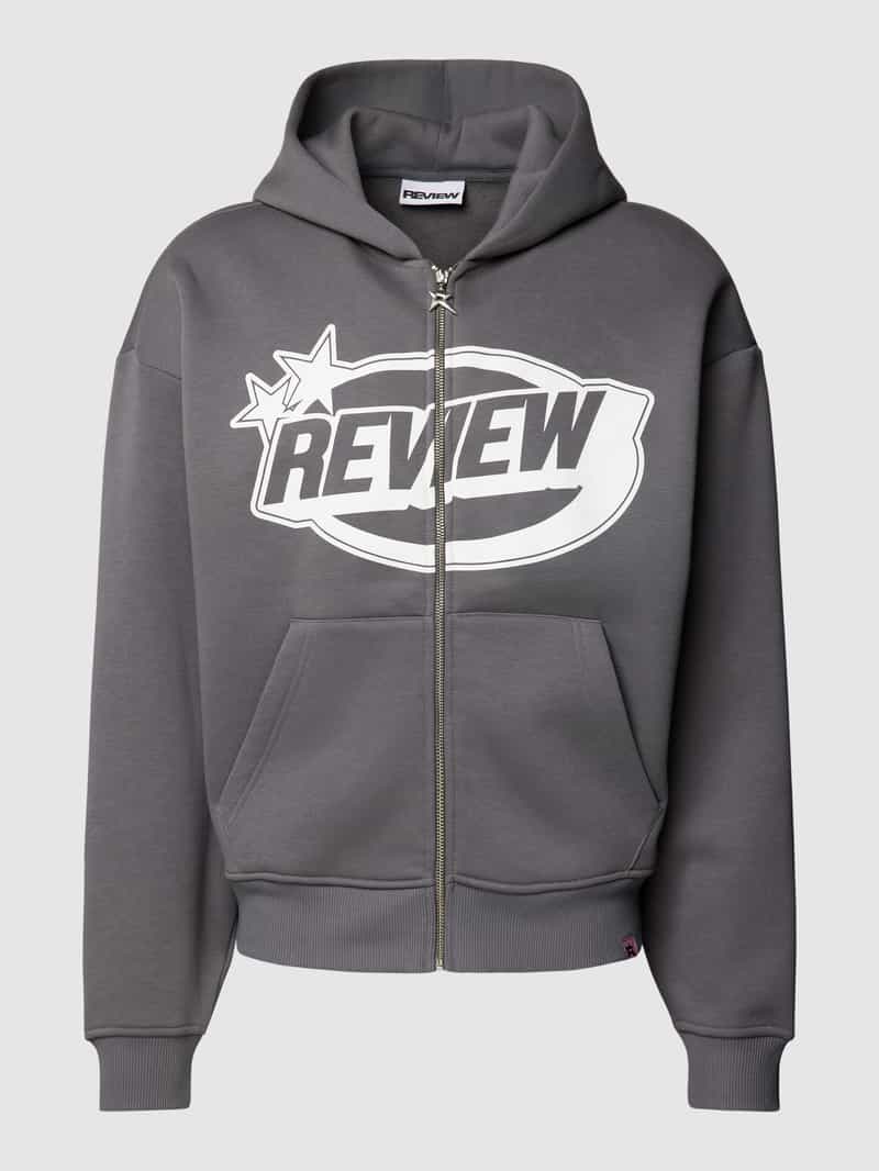 REVIEW Sweatjack met gewatteerde logoprint