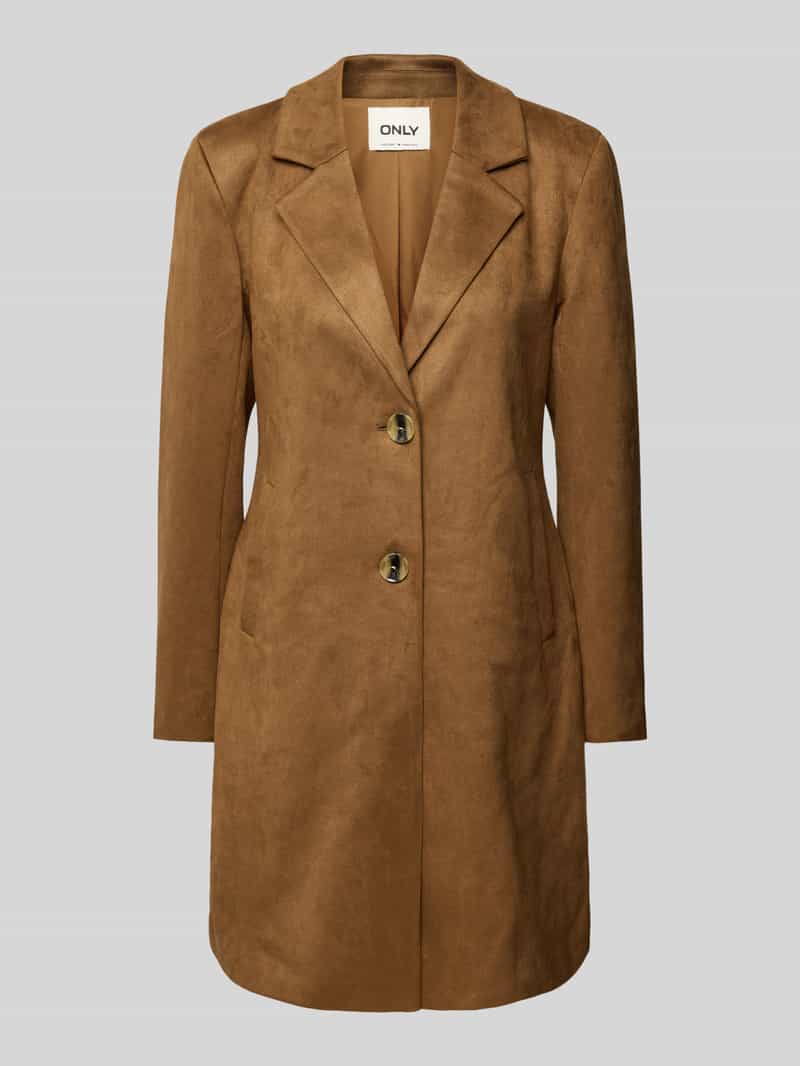 Only Regular fit lange jas in wildleerlook model 'DIANE'