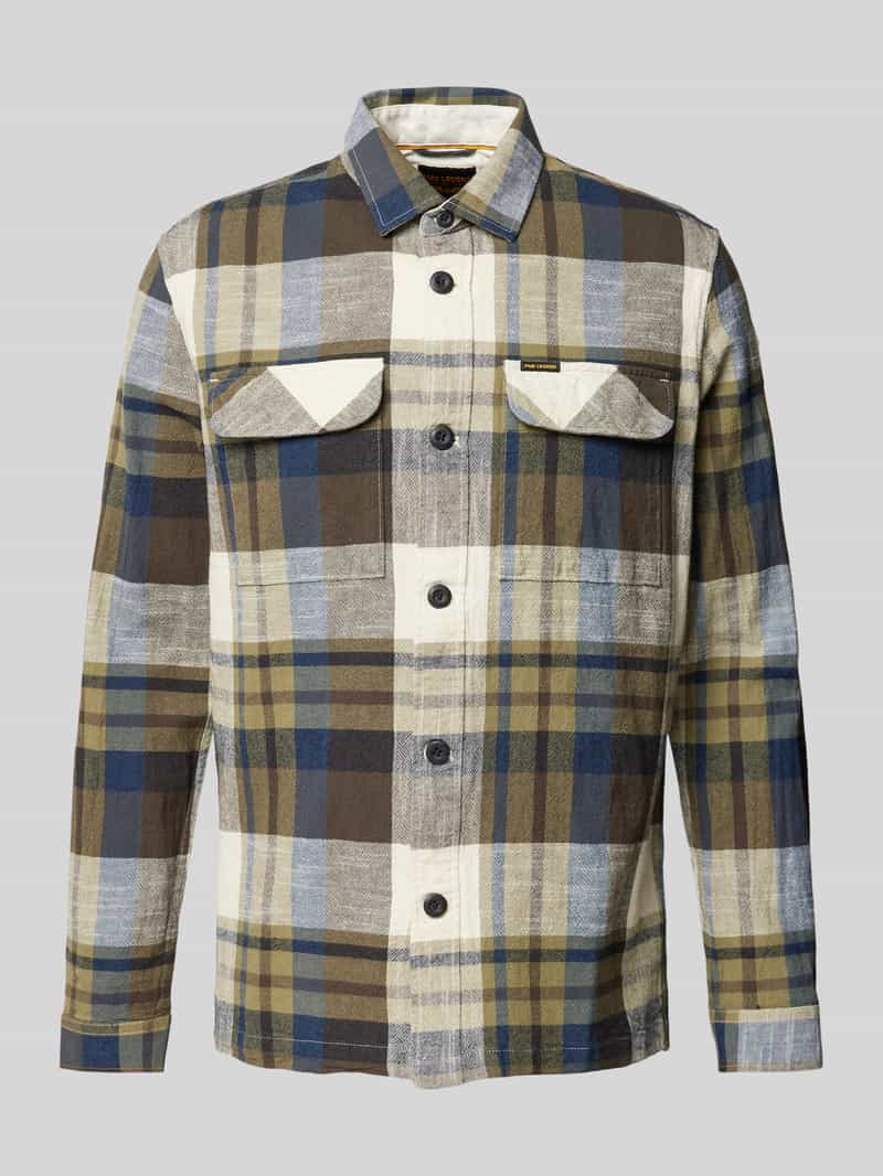 PME Legend Regular fit overhemdjack met paspelzakken op de borst