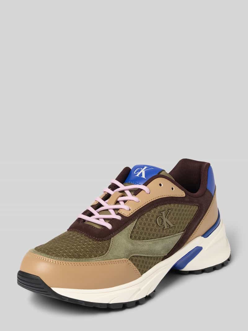Leren sneakers met Label-details