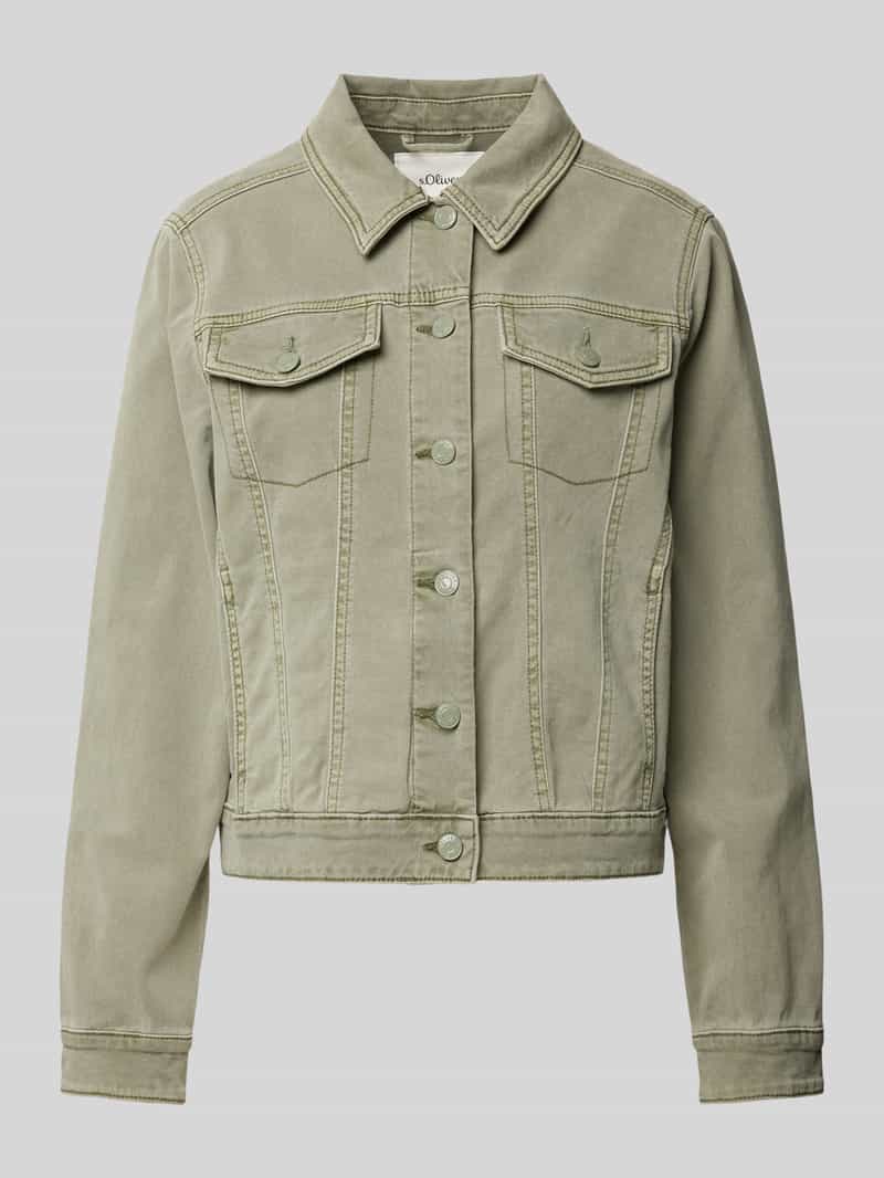 s.Oliver RED LABEL Boxy fit jeansjack van katoenmix met paspelzakken op de borst