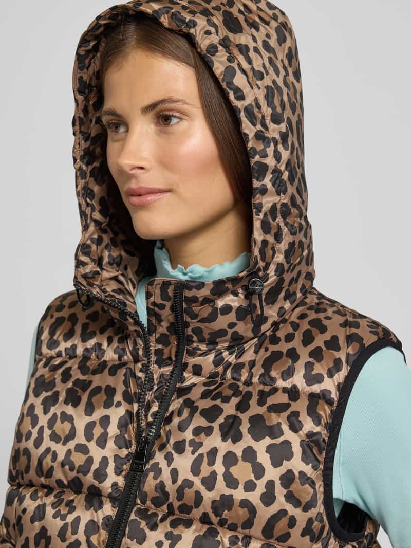 Marc Cain Regular fit gewatteerd jack met all-over dierenprint