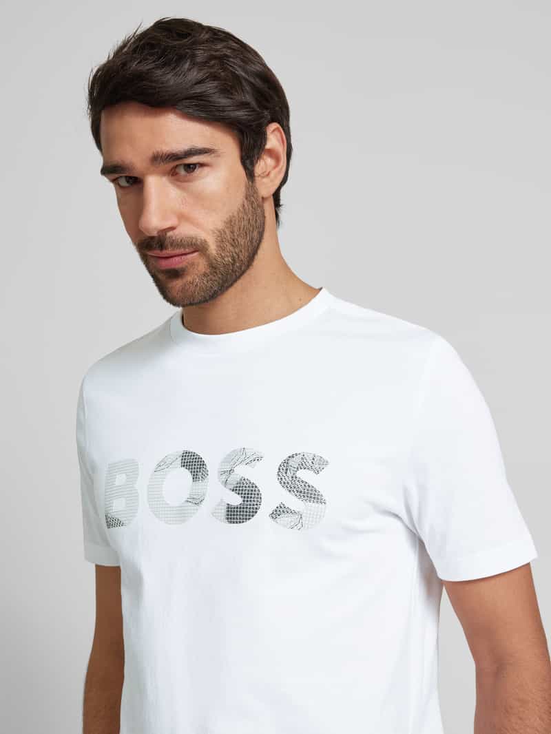 BOSS Green T-shirt met logoprint en ronde hals