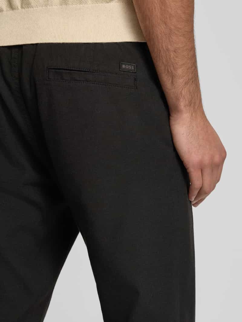 Boss Orange Straight fit linnen broek met elastische band model 'Sanderson'