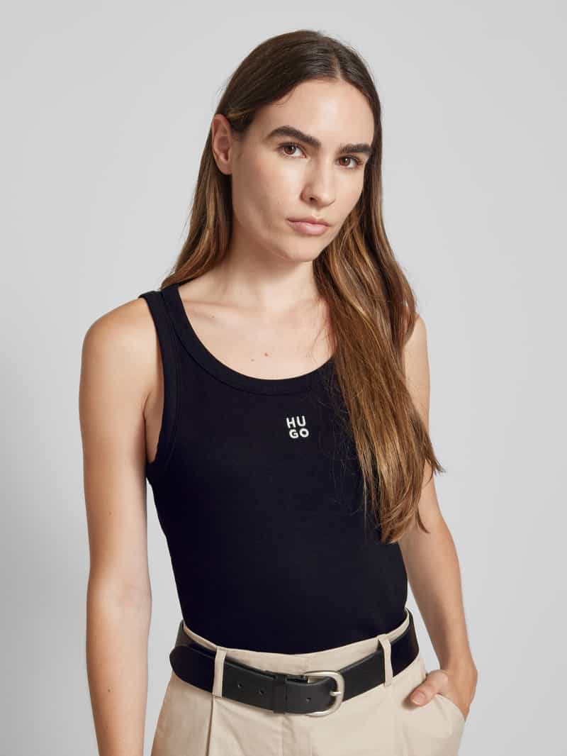 HUGO Tanktop met labelstitching model 'Datamia'