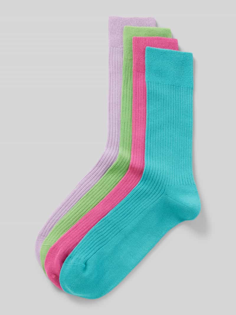Sokken met structuurpatroon model 'Ribbed Color' in een set van 4