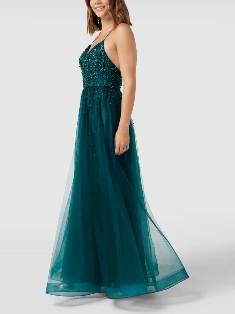 Avondjurk met sierkraaltjes en pailletten Laona