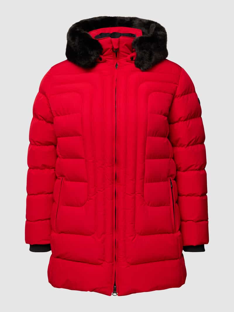 Gewatteerde lange jas met afneembare capuchon, model 'Belvitesse' Wellensteyn